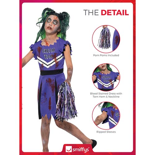 Dark Cheerleader Purple Girls Fancy Dress Costume Kids Medium - Age 7-9 Product Gallery Image
