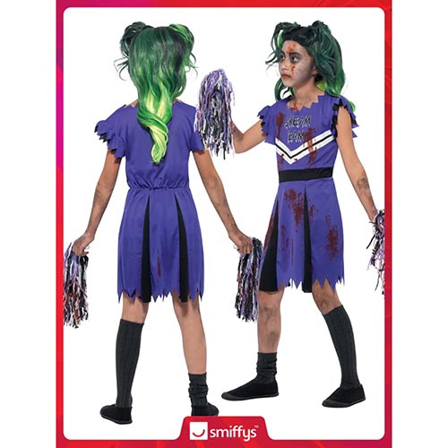Dark Cheerleader Purple Girls Fancy Dress Costume Kids Medium - Age 7-9 Product Gallery Image