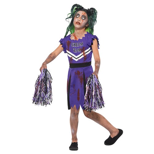 Dark Cheerleader Purple Girls Fancy Dress Costume Kids Medium - Age 7-9 Product Gallery Image