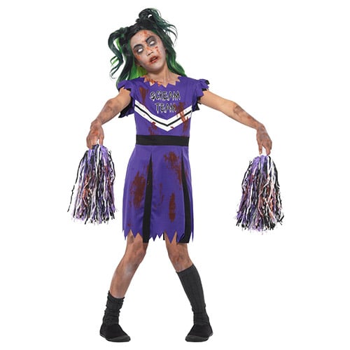 Dark Cheerleader Purple Girls Fancy Dress Costume Kids Medium - Age 7-9 Product Gallery Image