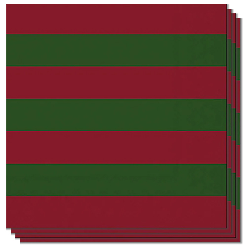 Dark Green & Scarlet Red Block Stripe Paper Luncheon Napkins 3 Ply 33cm - Pack of 20