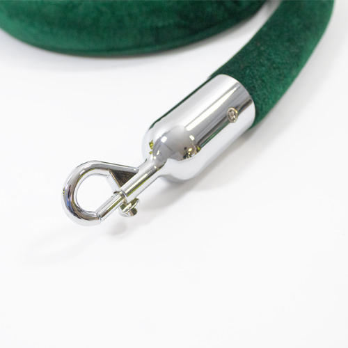Dark Green Velvet Rope with Chrome Hooks Product Gallery Image