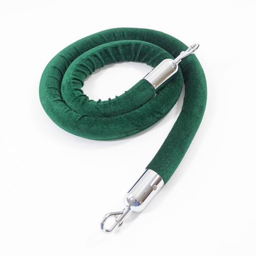 Dark Green Velvet Rope with Chrome Hooks Product Gallery Image