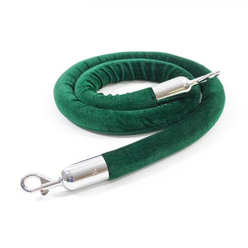 Dark Green Velvet Rope with Chrome Hooks