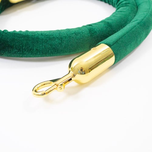 Dark Green Velvet Rope with Gold Hooks Product Gallery Image