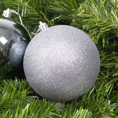 Dark Grey Shatterproof Christmas Baubles 10cm - Pack of 3 Product Gallery Image