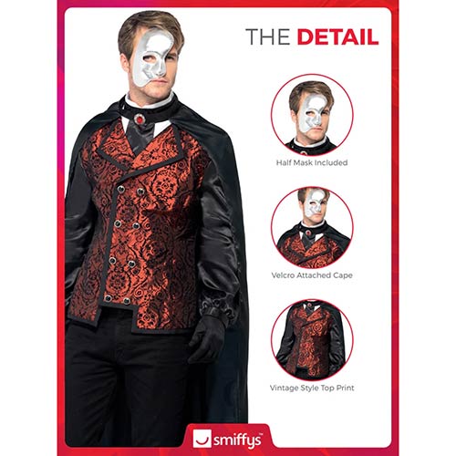 Dark Opera Masquerade Fancy Dress Costume Adult Mens Medium Product Gallery Image