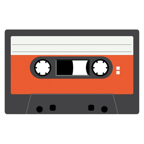 Dark Orange Cassette Tape PVC Party Sign Decoration 37cm x 23cm Product Image