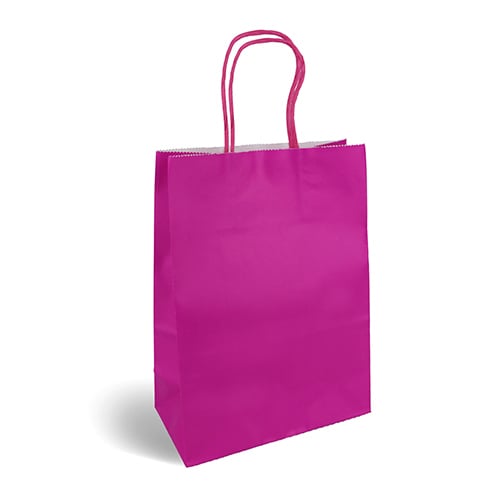 Dark Fuchsia Purple Paper Party Bag with Handles 22cm