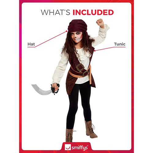 Dark Spirit Pirate Fancy Dress Costume Kids Unisex Small - Age 4-6 Product Gallery Image
