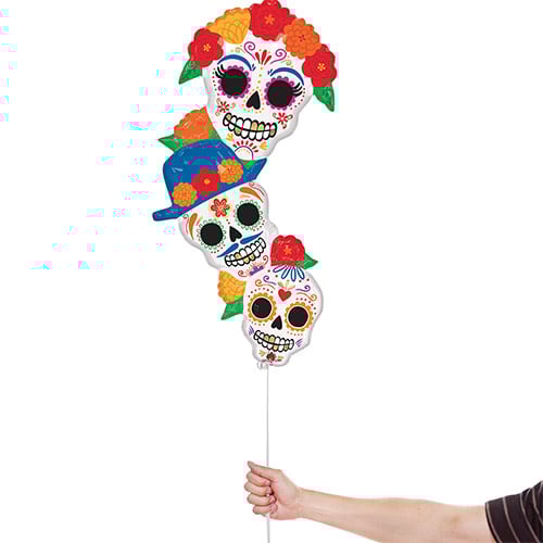 Day of the Dead Bright Flores Halloween Giant Helium Foil Balloon 104cm / 41 in Product Gallery Image