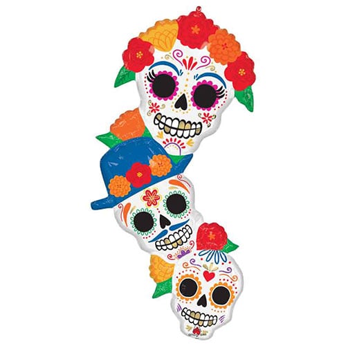 Day of the Dead Bright Flores Halloween Giant Helium Foil Balloon 104cm / 41 in Product Gallery Image