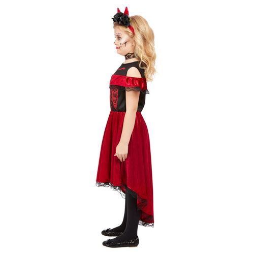 Day of the Dead Devil Girls Fancy Dress Costume Kids Small - Age 4-6 Product Gallery Image