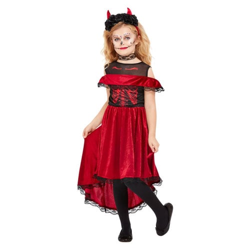 Day of the Dead Devil Girls Fancy Dress Costume Kids Small - Age 4-6 Product Gallery Image