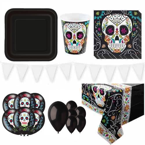 Day Of The Dead Skull 16 Person Deluxe Party Pack