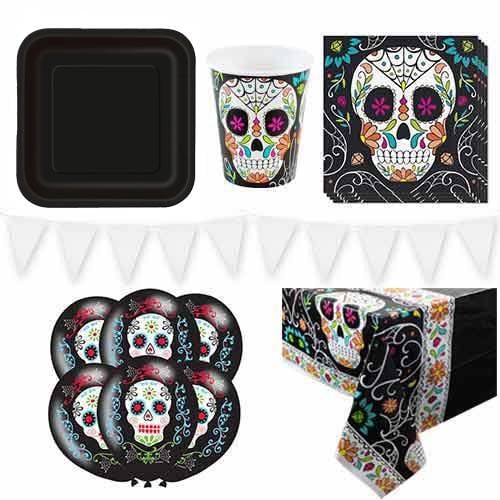 Day Of The Dead Skull 8 Person Deluxe Party Pack