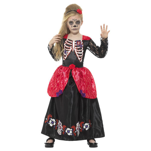Day of the Dead Girl Deluxe Fancy Dress Costume Kids Small - Age 4-6 Product Gallery Image
