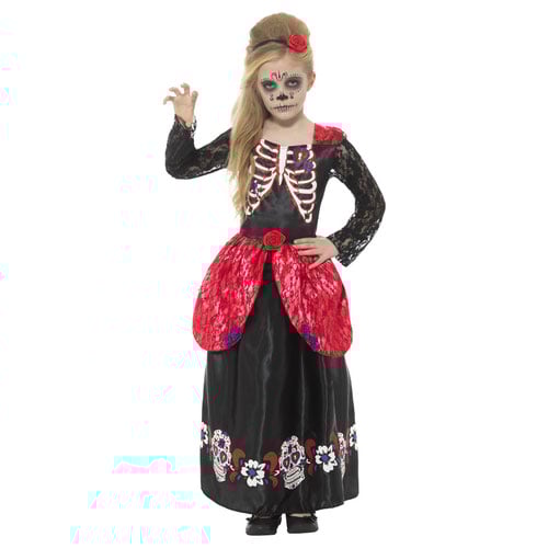 Day of the Dead Girl Deluxe Fancy Dress Costume Kids Large - Age 10-12 Product Gallery Image