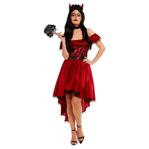 Day Of The Dead Red Devil Fancy Dress Costume Ladies Extra Small - UK 4-6 Product Gallery Image