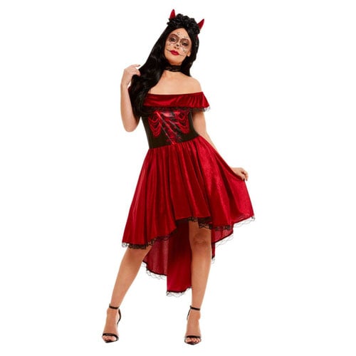 Day Of The Dead Red Devil Fancy Dress Costume Ladies Extra Small - UK 4-6 Product Gallery Image