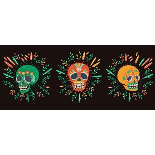 Day of the Dead Three Skulls Halloween PVC Party Sign Decoration Product Image