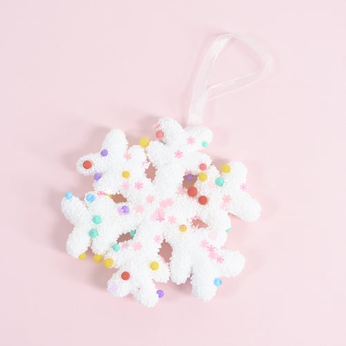 Decorated Snowflake Foam Hanging Christmas Decoration 10cm Product Gallery Image