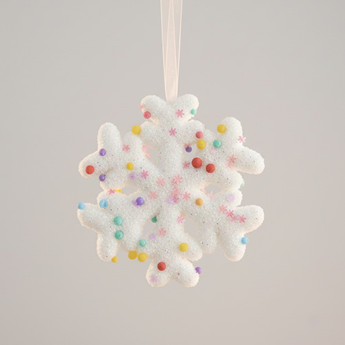 Decorated Snowflake Foam Hanging Christmas Decoration 10cm Product Gallery Image