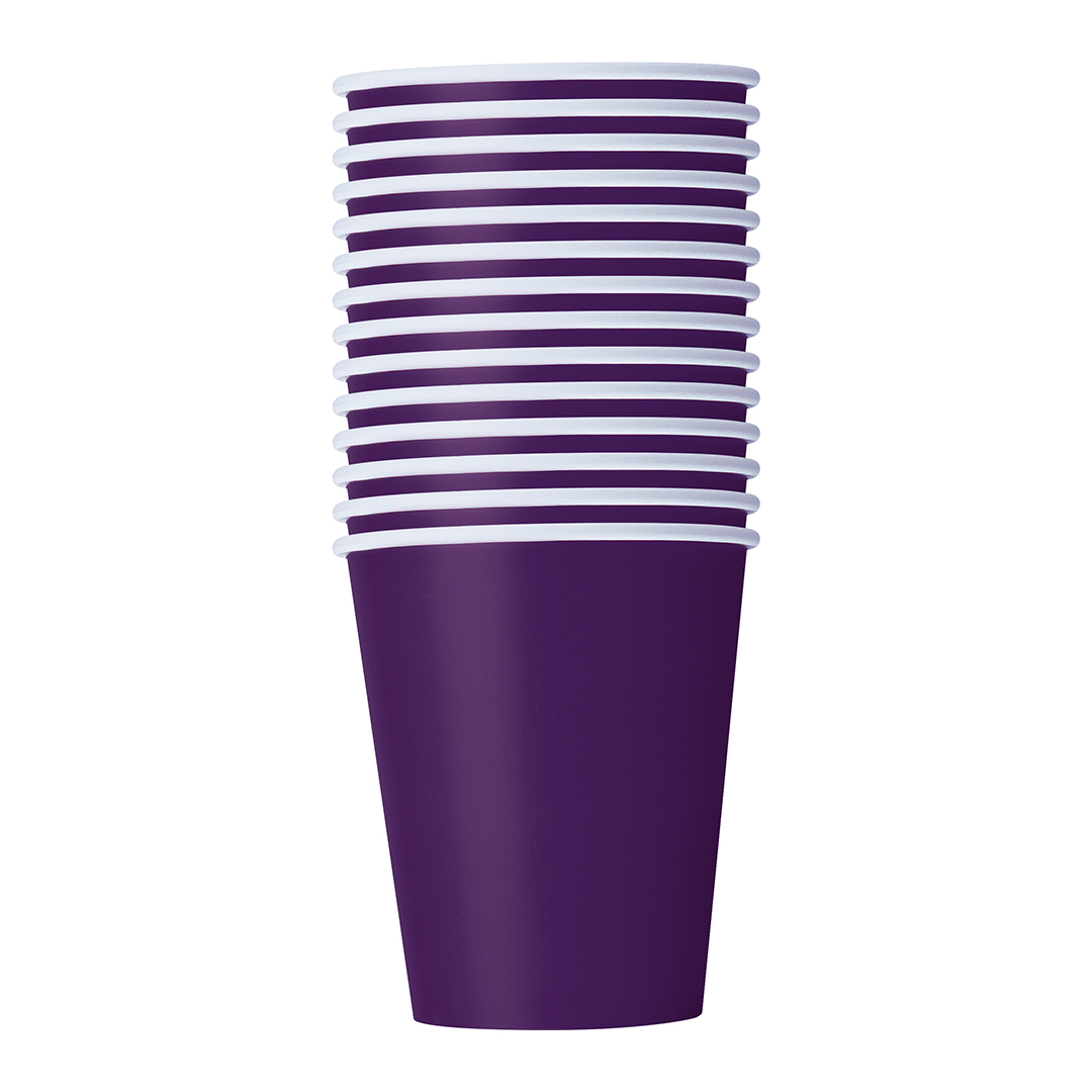 Deep Purple Paper Cups 270ml - Pack of 14 Product Gallery Image