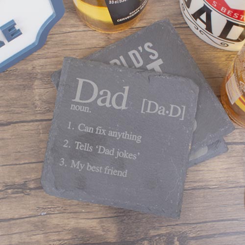 Definition of Dad Personalised Slate Coaster
