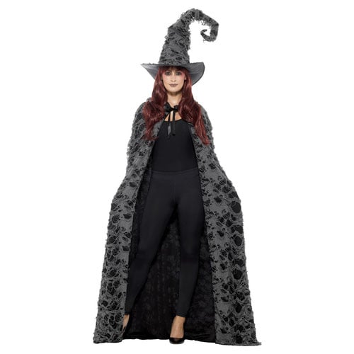 Deluxe Grey Spellcaster Cape Fancy Dress Costume Unisex Adult One Size