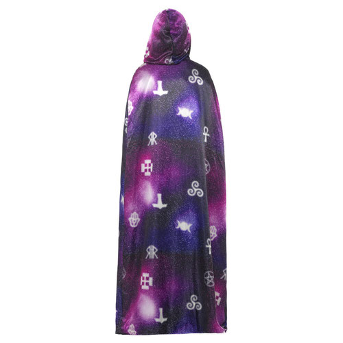 Deluxe Reversible Purple Galaxy and Black Ouija Cape Fancy Dress Costume Ladies One Size Product Gallery Image