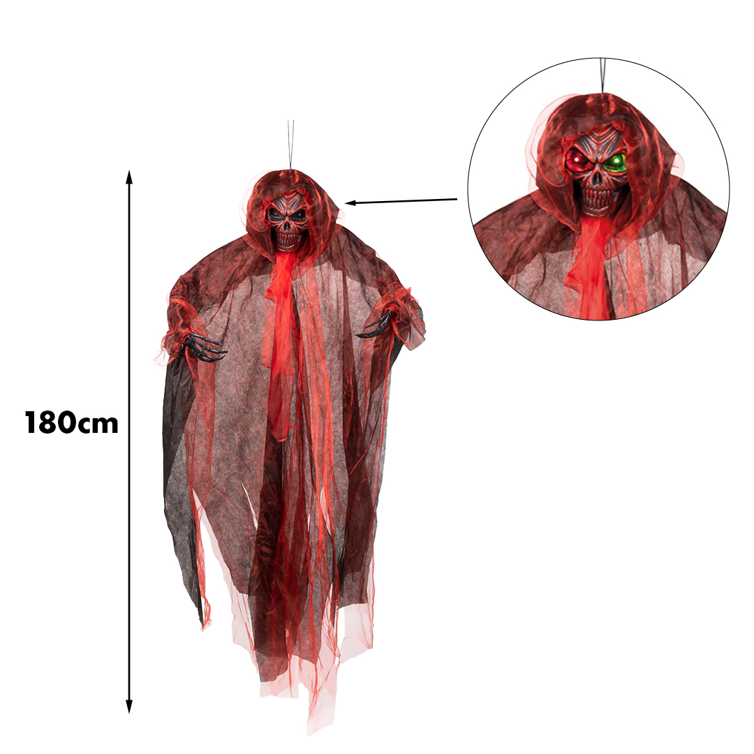 Demon Reaper with Light Up Eyes Animated Halloween Prop Hanging Decoration 180cm View 3