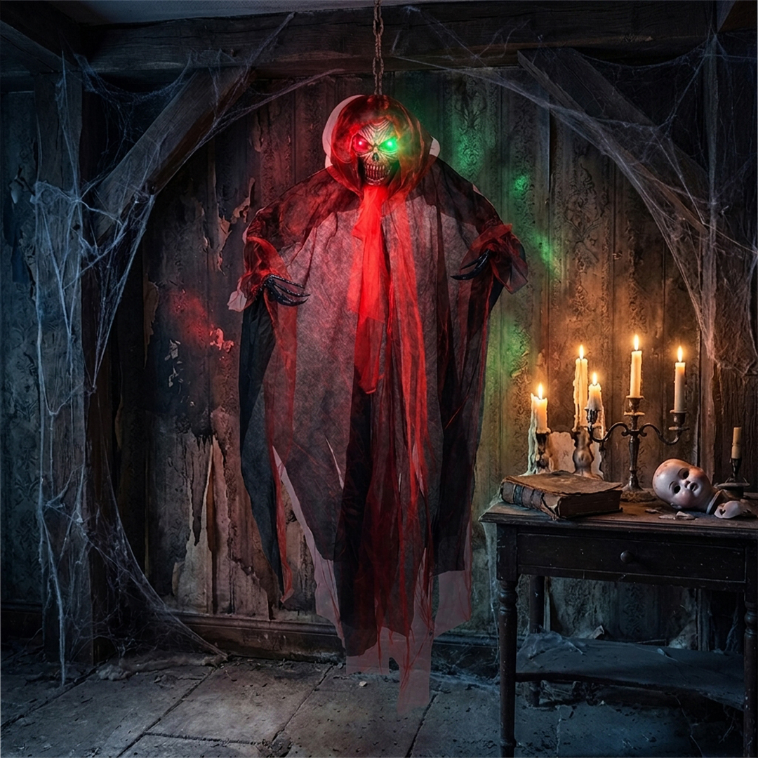 Demon Reaper with Light Up Eyes Animated Halloween Prop Hanging Decoration 180cm View 2