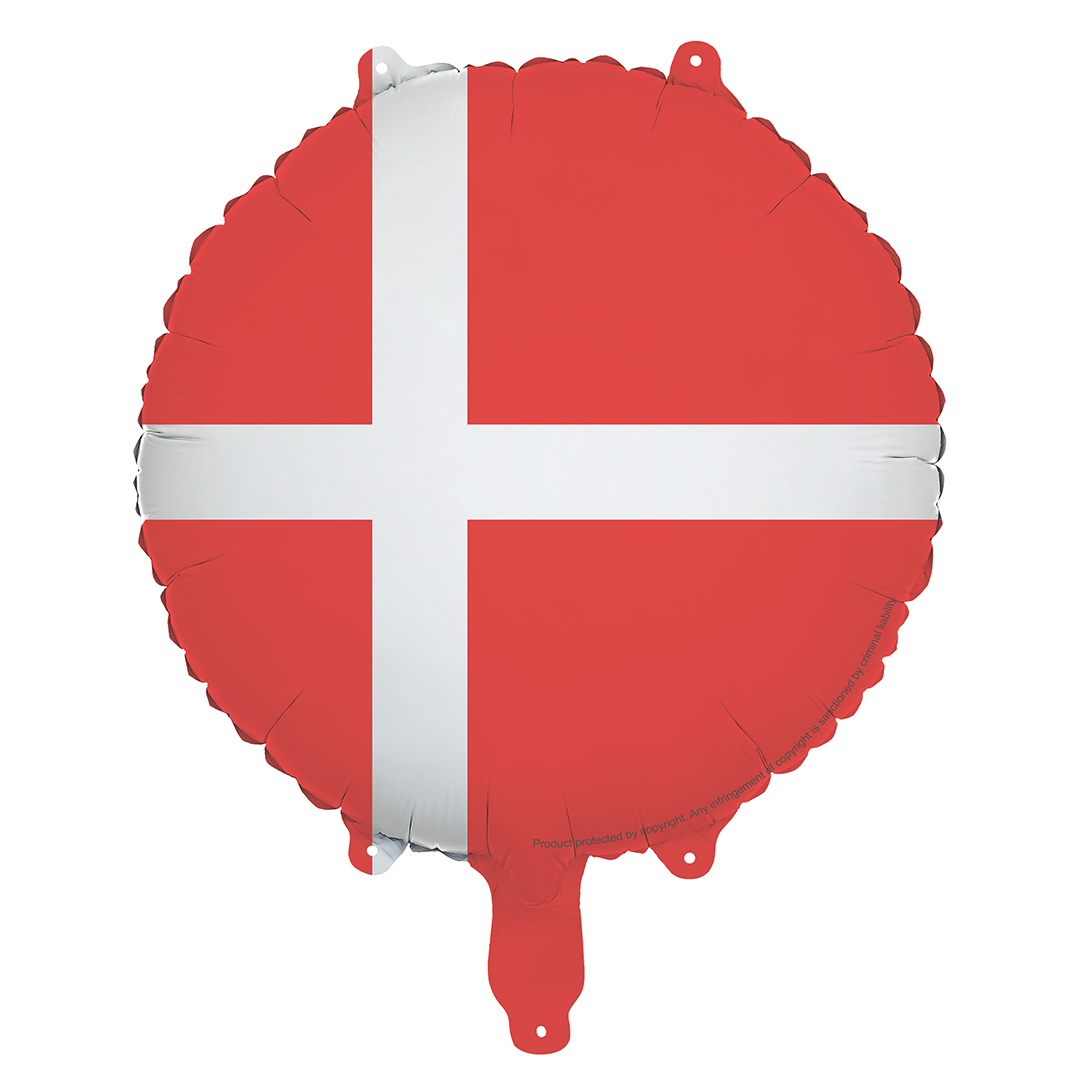 Denmark Danish Flag Round Foil Balloon 45cm / 18 in