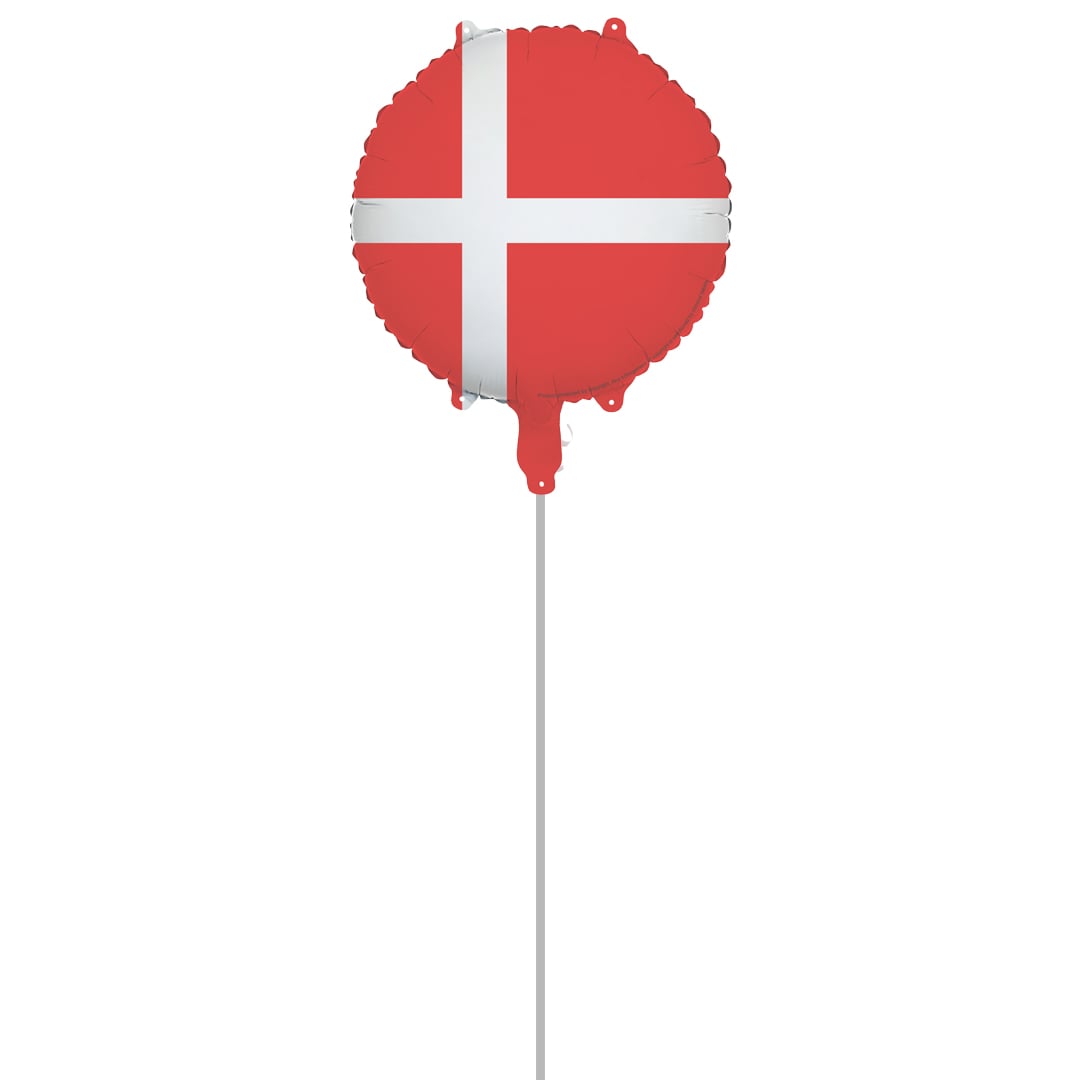 Denmark Danish Flag Round Foil Balloon - Inflated Balloon In A Box Product Gallery Image