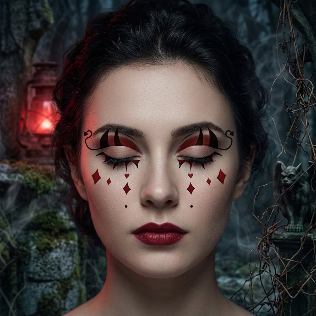 Devil Eyes Halloween Face Tattoo Set
