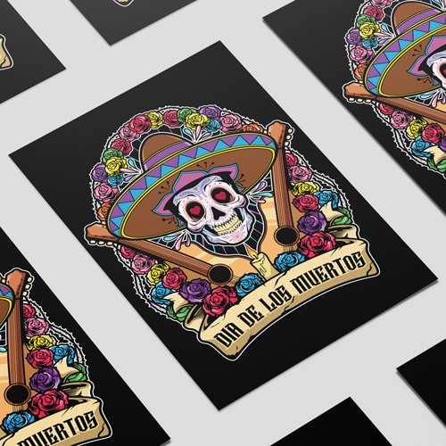 Dia de los Muertos Sombrero Halloween Poster PVC Party Sign Decoration Product Gallery Image