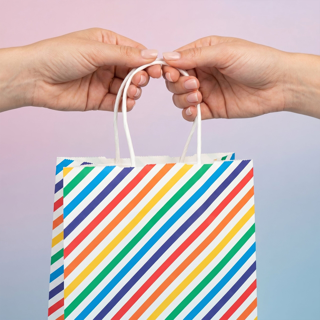 Diagonal Stripes Paper Party Bag with Handles 22cm View 2