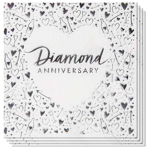 Diamond Anniversary Foiled Luncheon Napkins 33cm 3Ply - Pack of 16 Product Image