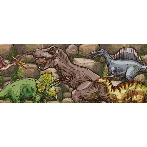 Dino Blast Dinosaurs Design Medium Personalised Banner - 6ft x 2.25ft