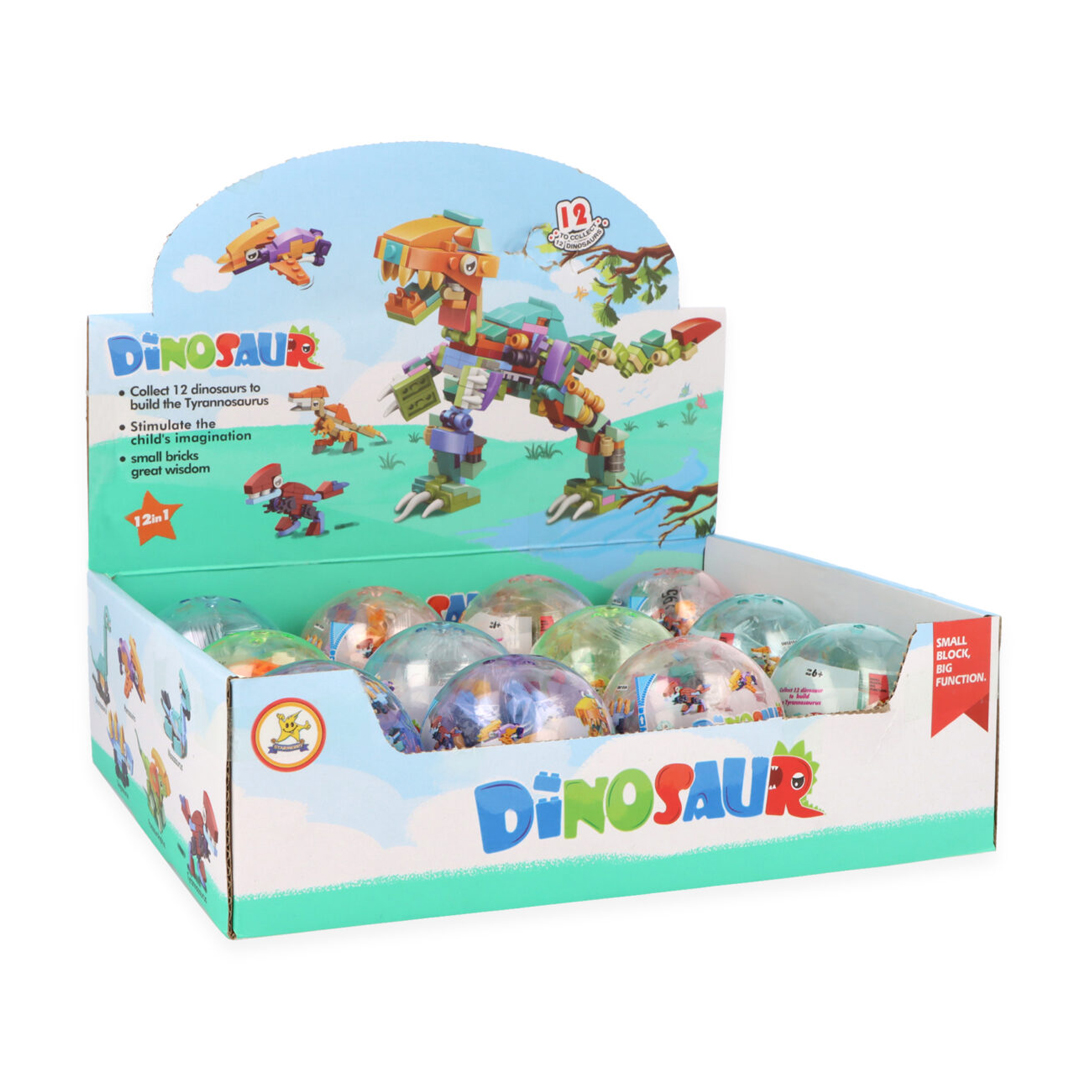 Dinosaur Building Blocks Kits in Capsules 6.5cm - Pack of 24