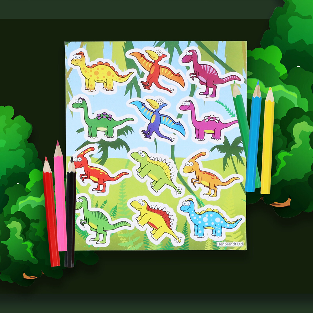 Dinosaur Colouring Set with Mini Pencils & Stickers View 4