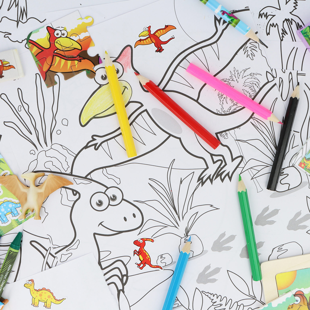 Dinosaur Colouring Set with Mini Pencils & Stickers View 2