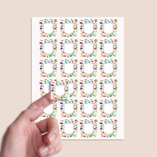 Dinosaur Design 40mm Square Sticker sheet of 24 Product Gallery Image