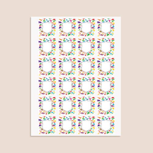 Dinosaur Design 40mm Square Sticker sheet of 24 Product Gallery Image