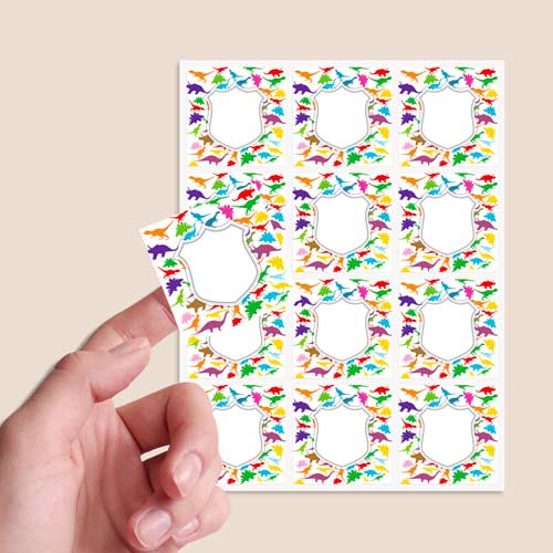 Dinosaur Design 65mm Square Sticker sheet of 12 Product Gallery Image