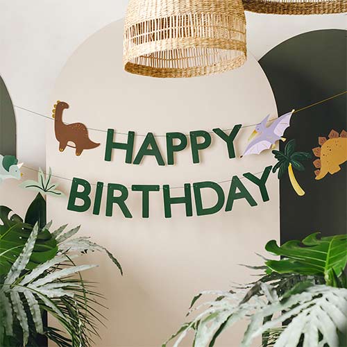 Dinosaur Happy Birthday Banner Hanging Party Garland 3m Product Gallery Image