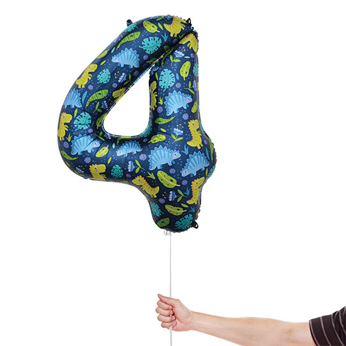 Dinosaur Number 4 Helium Foil Giant Balloon 86cm / 34 in Product Gallery Image