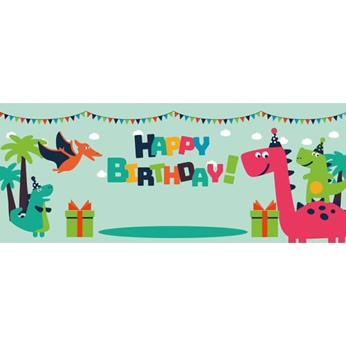 Dinosaur Party Buntings Happy Birthday Design Medium Personalised Banner - 6ft x 2.25ft