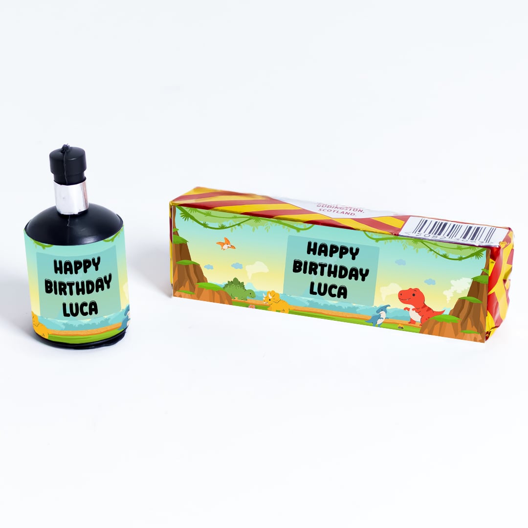 Dinosaur Personalised Party Popper Packaging Label Stickers 9cm - Sheet of 16 Product Gallery Image